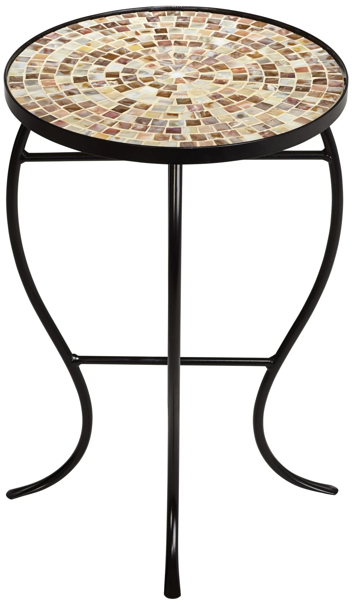 Black Round Outdoor Accent Side Table 14" Wide Mosaic Tabletop Z58215