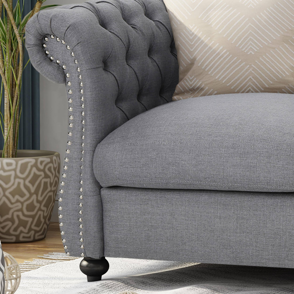 Dark Gray Green Chesterfield Loveseat Sofa M137