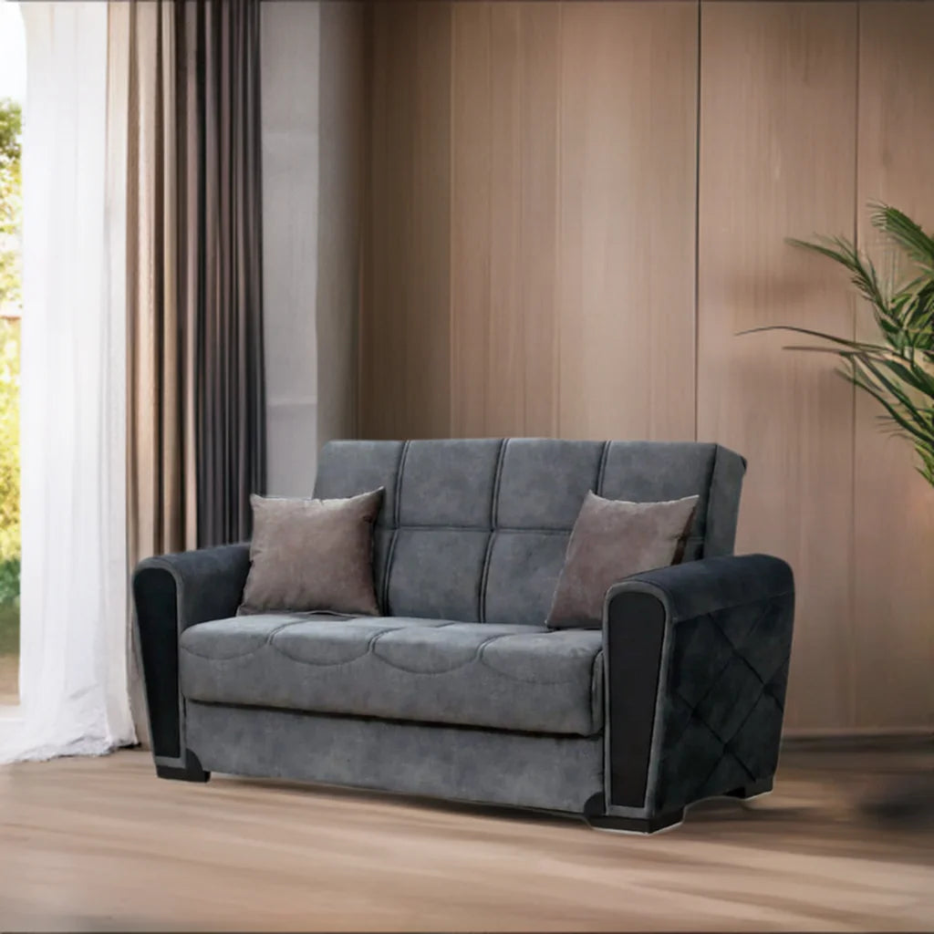 Gray Fabric Loveseat W237035