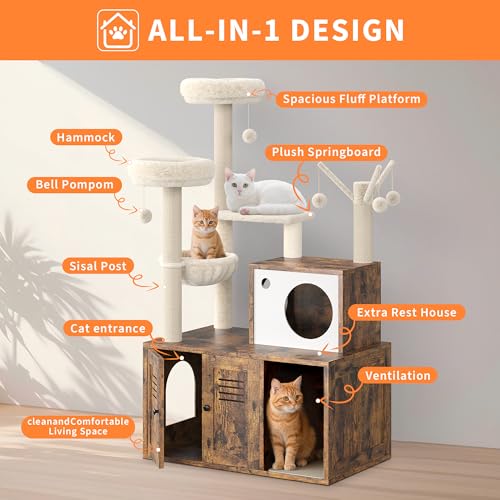 Rustic Brown Wooden Cat Furniture with Cat Tree Tower and Condo Y8204
