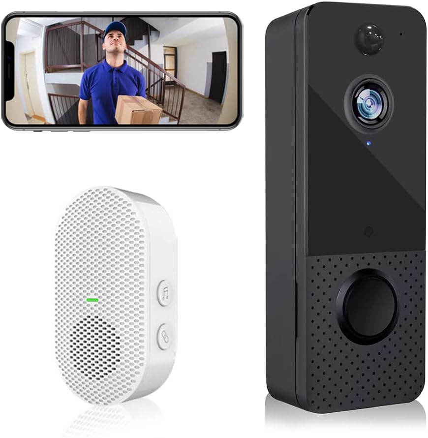 Wireless WiFi Video Doorbell Camera with Chime, 1080P, Two-Way Audio, IP65 Waterproof, Pack of 2 P6644