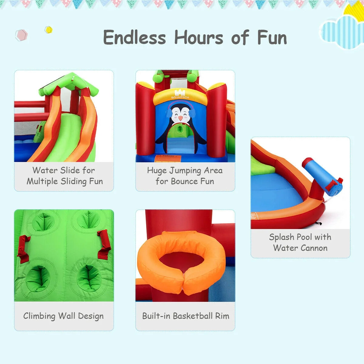 Inflatable Slide Bounce House with Splash Pool G82993