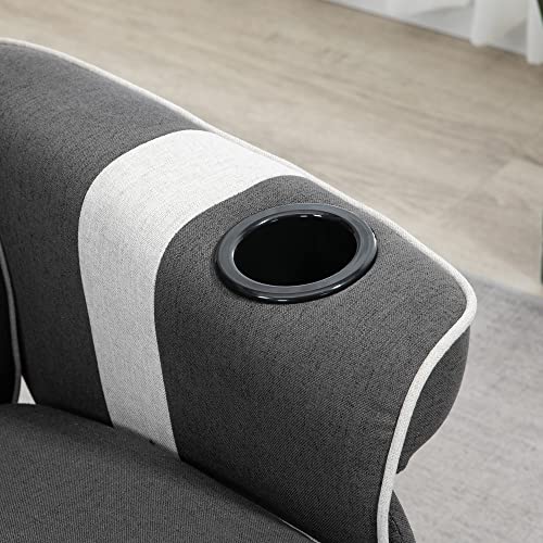 Black Manual Recliner Swivel Lounge Armchair with Footrest and Two Cup Holders X512