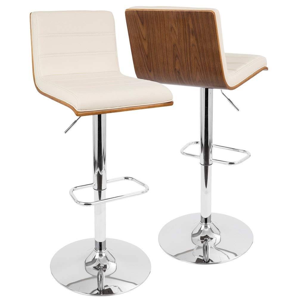 Cream Leather Adjustable Barstool S956952