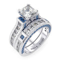 Simulated Sapphire Engagement Ring Set W151