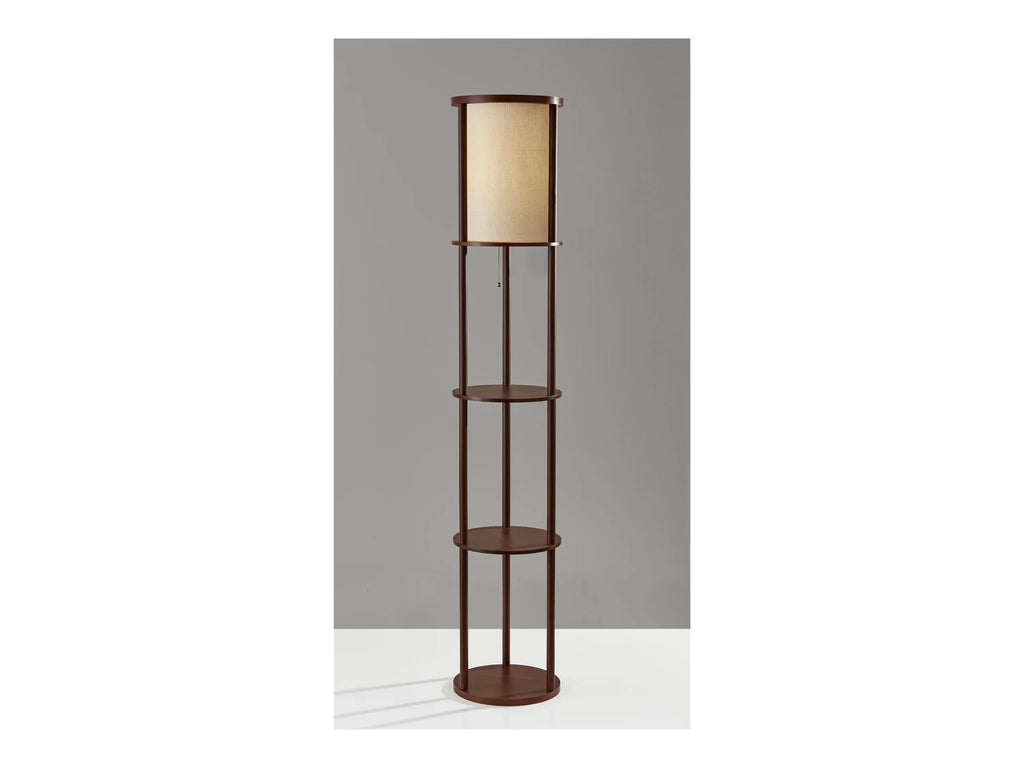 Round Shelf Floor Lamp with Walnut Wood Veneer U450