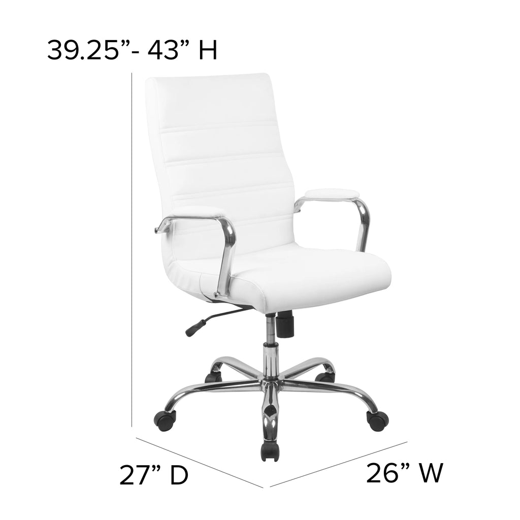 White High Back Executive Swivel Office Chair with Chrome Arms M760
