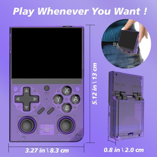Handheld Gaming Device with 3.5'' IPS Screen, 64G TF Card, Purple A478