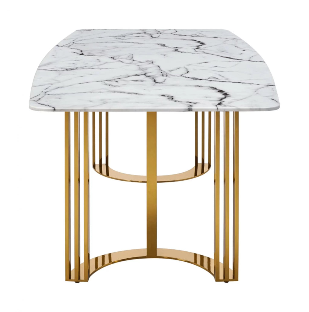 Marble Top Gold Stainless Steel 7Pcs Dining Room Set B42753