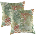 Almond Green Leaves Square Outdoor Throw Pillow 2 Pack S880394