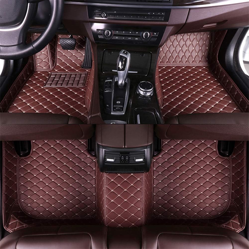 Black with Beige Stitching Full Surrounded Car Floor Mats C4946