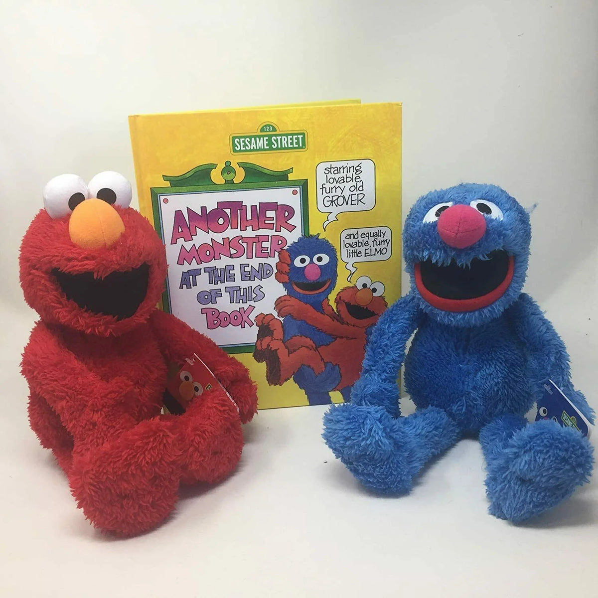 Elmo & Grover Plush & Book Bundle Set Soft 12" Stuffed X98474