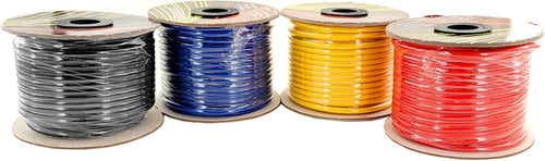 10 Gauge Stranded Copper Clad Aluminum Primary Wire, Red Black Blue Yellow 100 feet Roll H79117