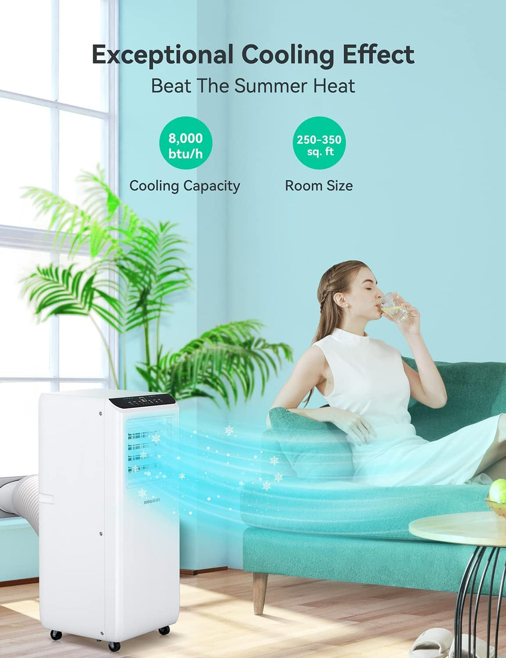 Portable Air Conditioner 8000 BTU 3-in-1 with Fan & Dehumidifier D517