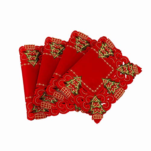 Embroidered Christmas Holly Tree Table Runner, Rectangular 16 x 72 Inch J31841