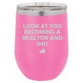 12 oz Double Wall Vacuum Insulated Stainless Steel Stemless Wine Tumbler Travel Mug With Lid H8744