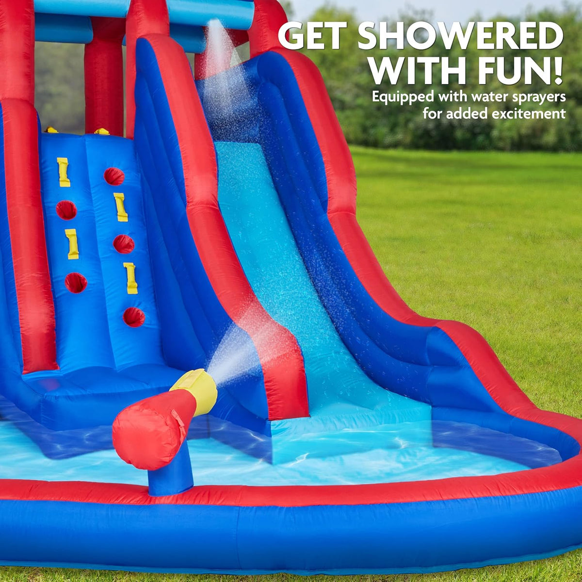 Inflatable Water Slide Park with 2 Slides & Splash Pool O817628
