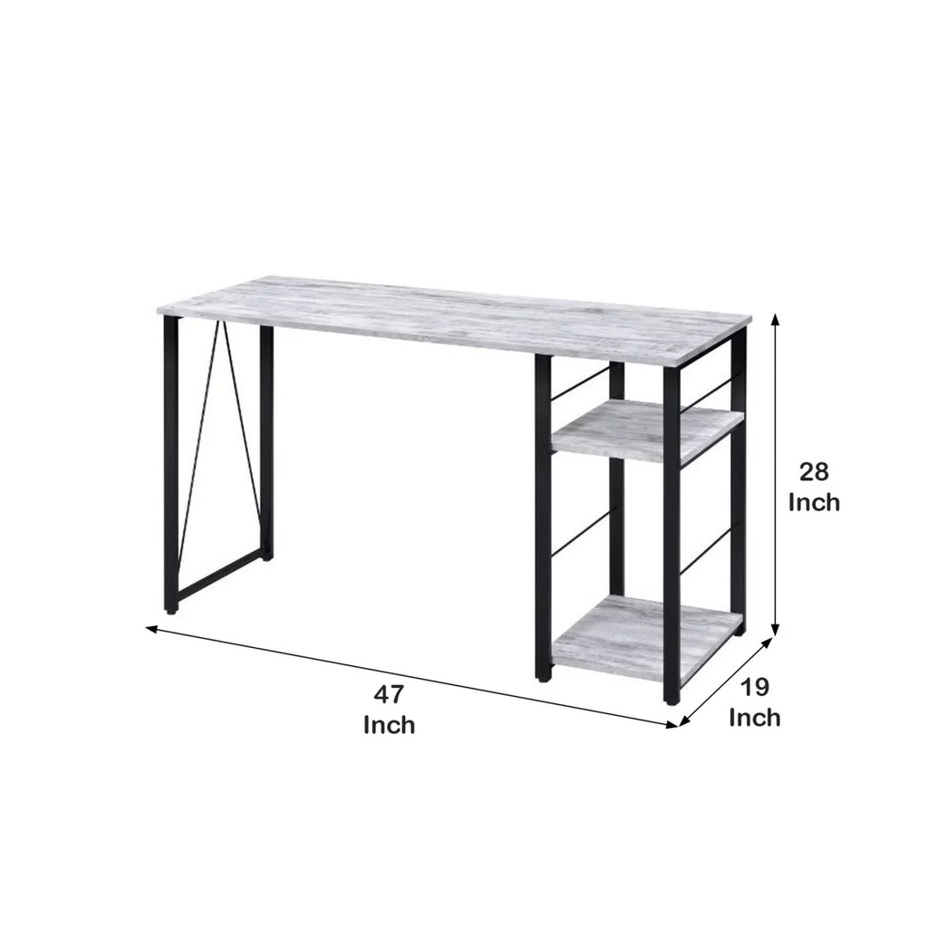 Antique White and Black Writing Desk with Rustic Wood Finish G88706