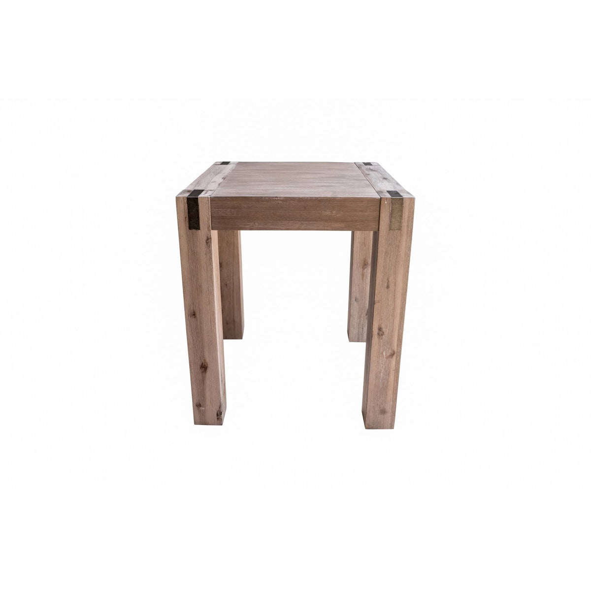 Brushed Driftwood Acacia Wood End Table with Metal Inset Z193