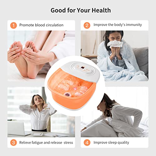 Foot Spa Bath Massager with Heat Bubbles Vibration and Red Light J14507