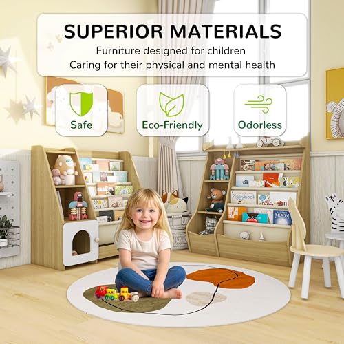 Natural Wooden 5 Sling Kids Bookshelf C30791