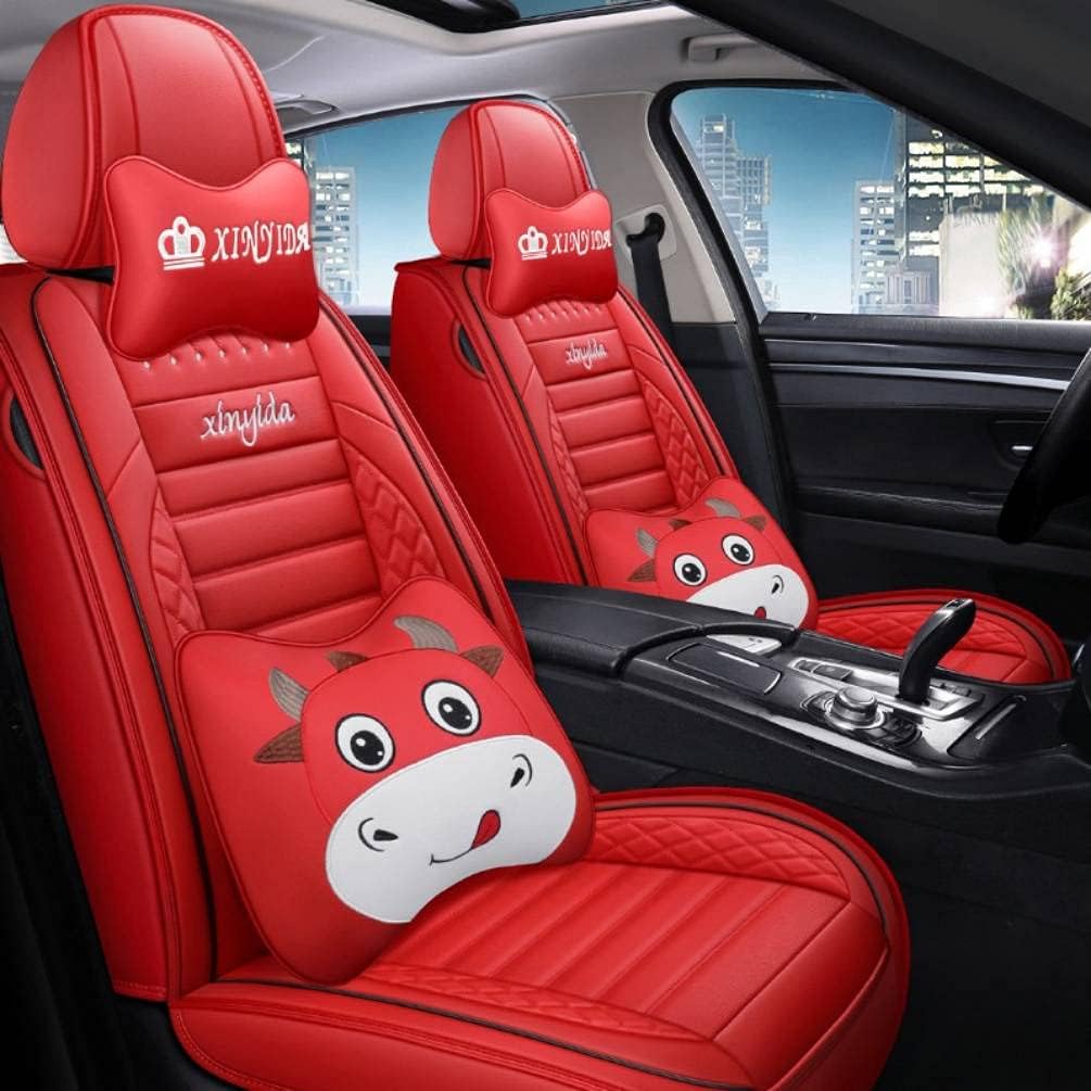 Black Pink PU Leather Car Seat Covers Full Set Q362789