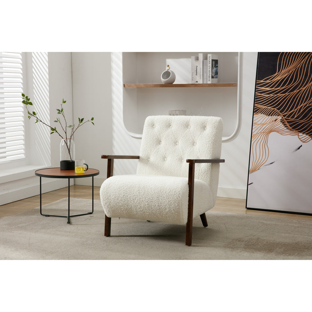 White Microsuede Accent Arm Chair E97681