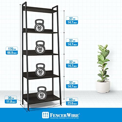 Black Wooden 5 Tier Ladder Bookshelf I136959