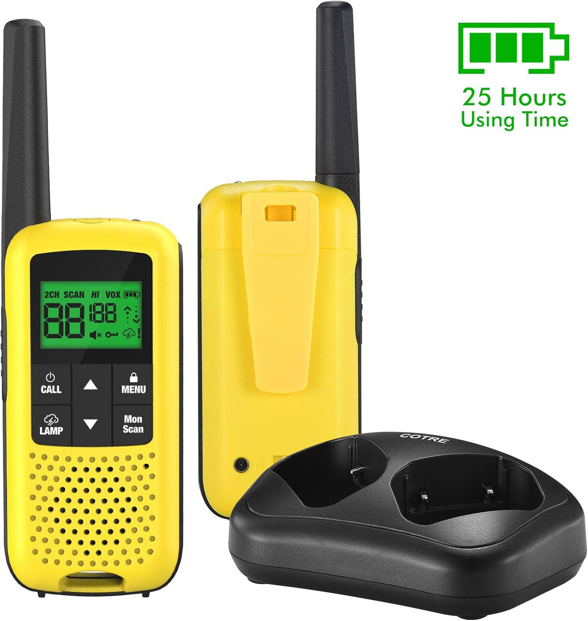 Rechargeable Walkie Talkies with 2662 Channels, 32 Miles Long Range, NOAA Weather Alerts, 4 Pack Q771072