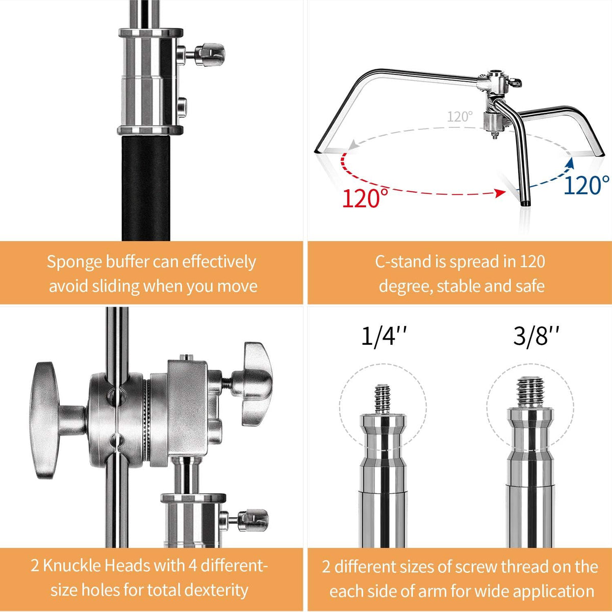 10ft Light Stand C-Stand on Turtle Base with 4ft Extension Boom Arm & 2 Pieces Grip Head L39949