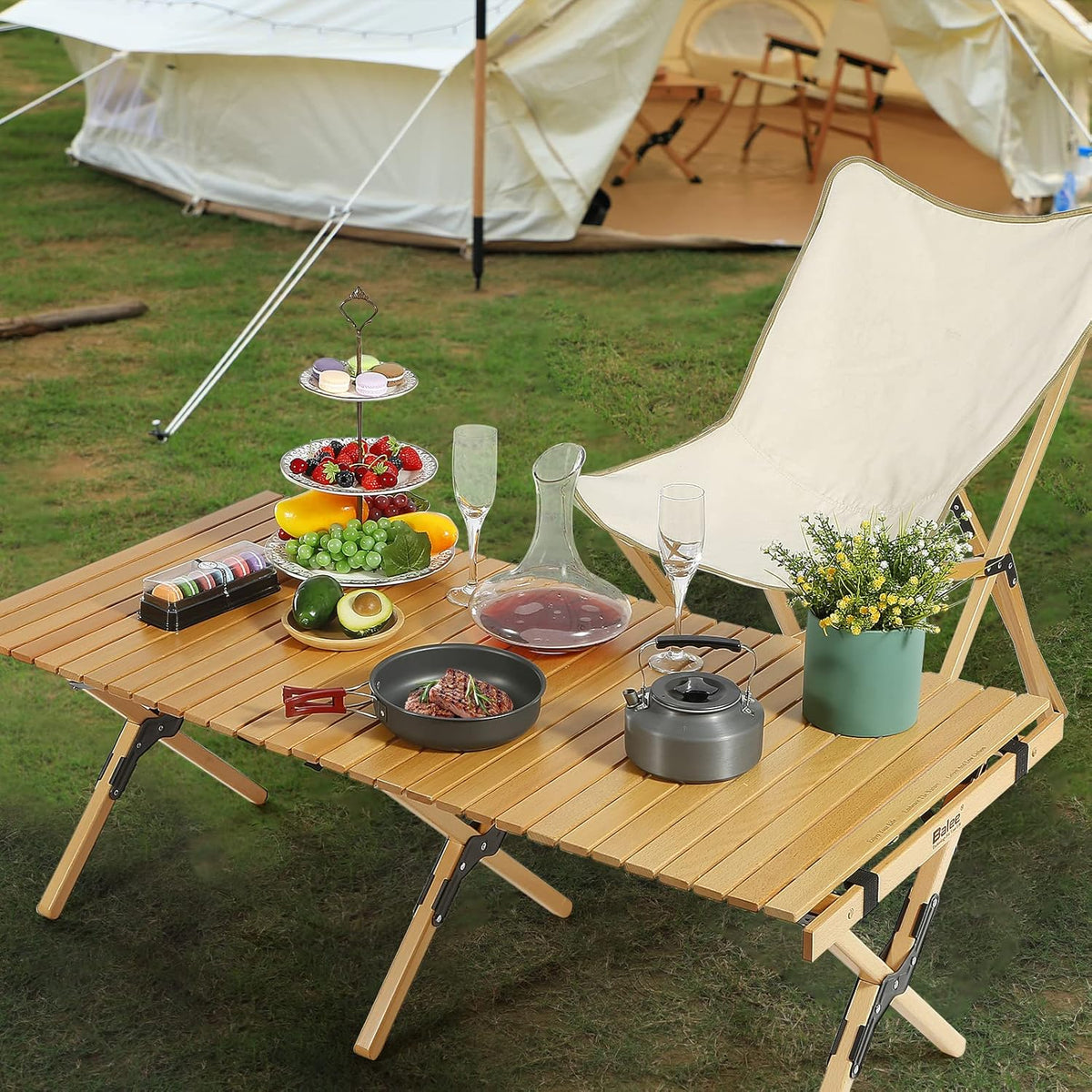 4ft Foldable Wooden Picnic Table with Carry Bag N3583
