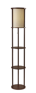 Round Shelf Floor Lamp with Walnut Wood Veneer U450