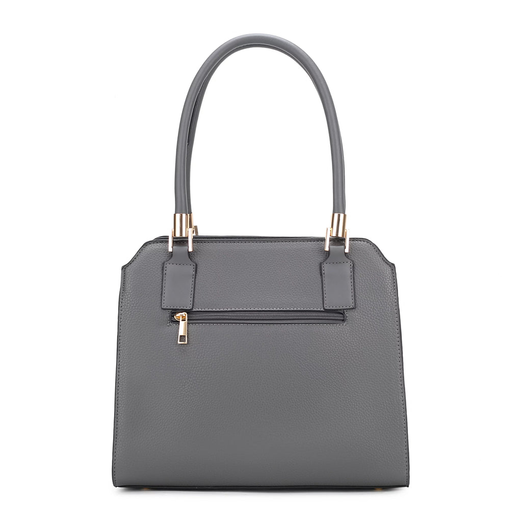 Pewter Vegan Leather Satchel Bag & Wristlet Wallet A9233