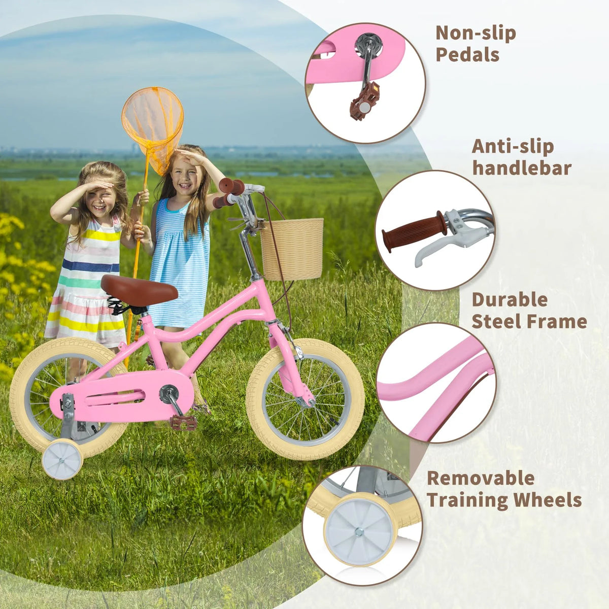 16 inch Kids Bike with Training Wheels and Basket R18117