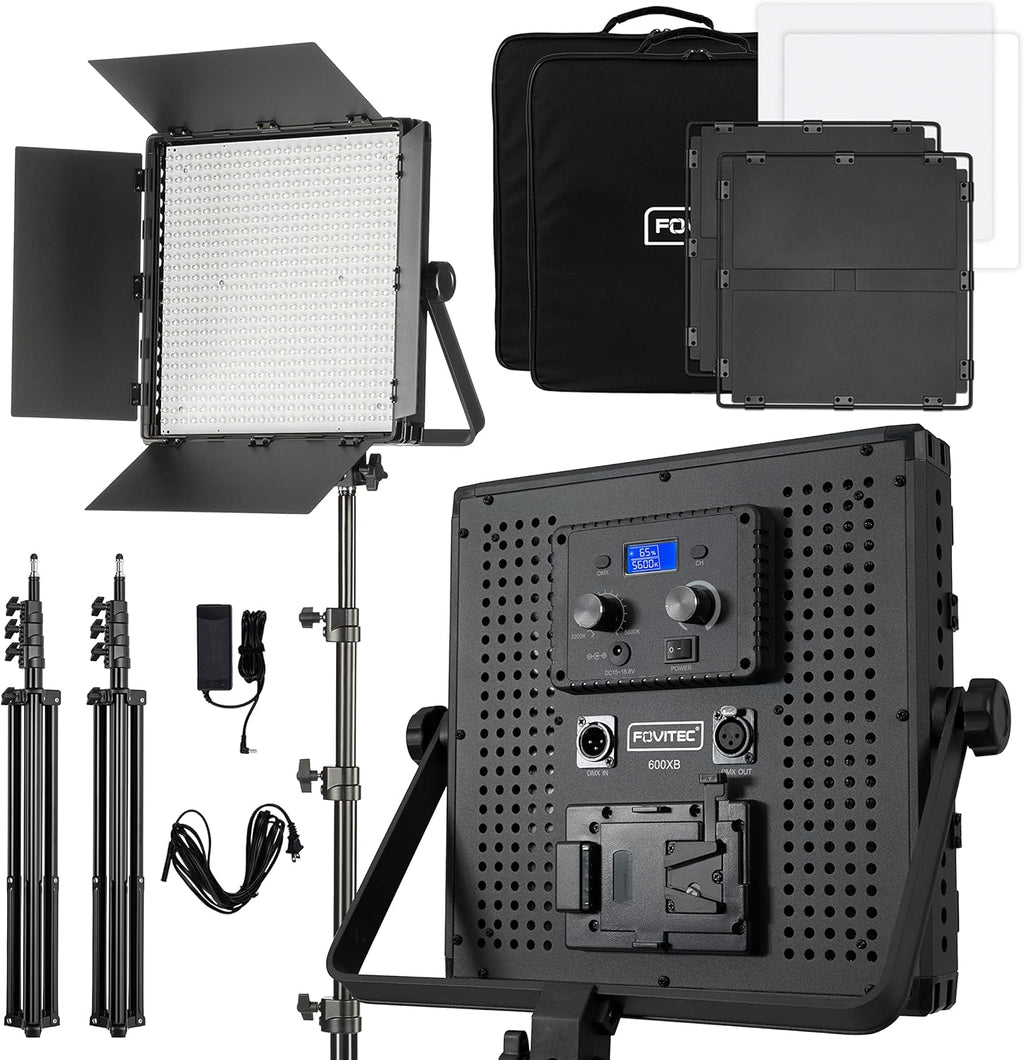 Portable 2-Light 600 LED Bi-Color Panel Kit with Cases & Stands H87252
