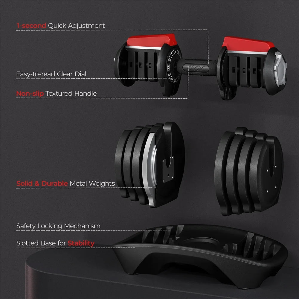 Adjustable Dumbbell Set with Tray J77147