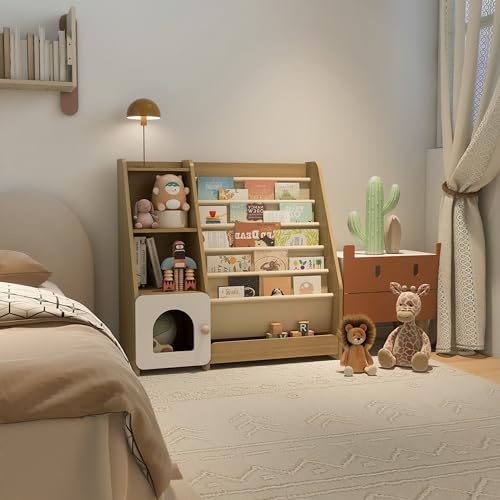Natural Wooden 5 Sling Kids Bookshelf C30791