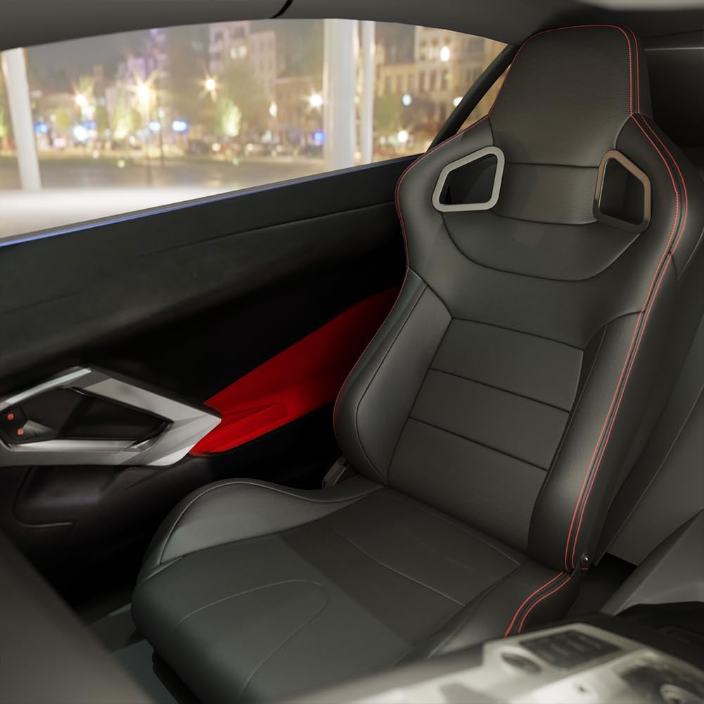 Red Stitch PVC Leather Racing Seats U5875