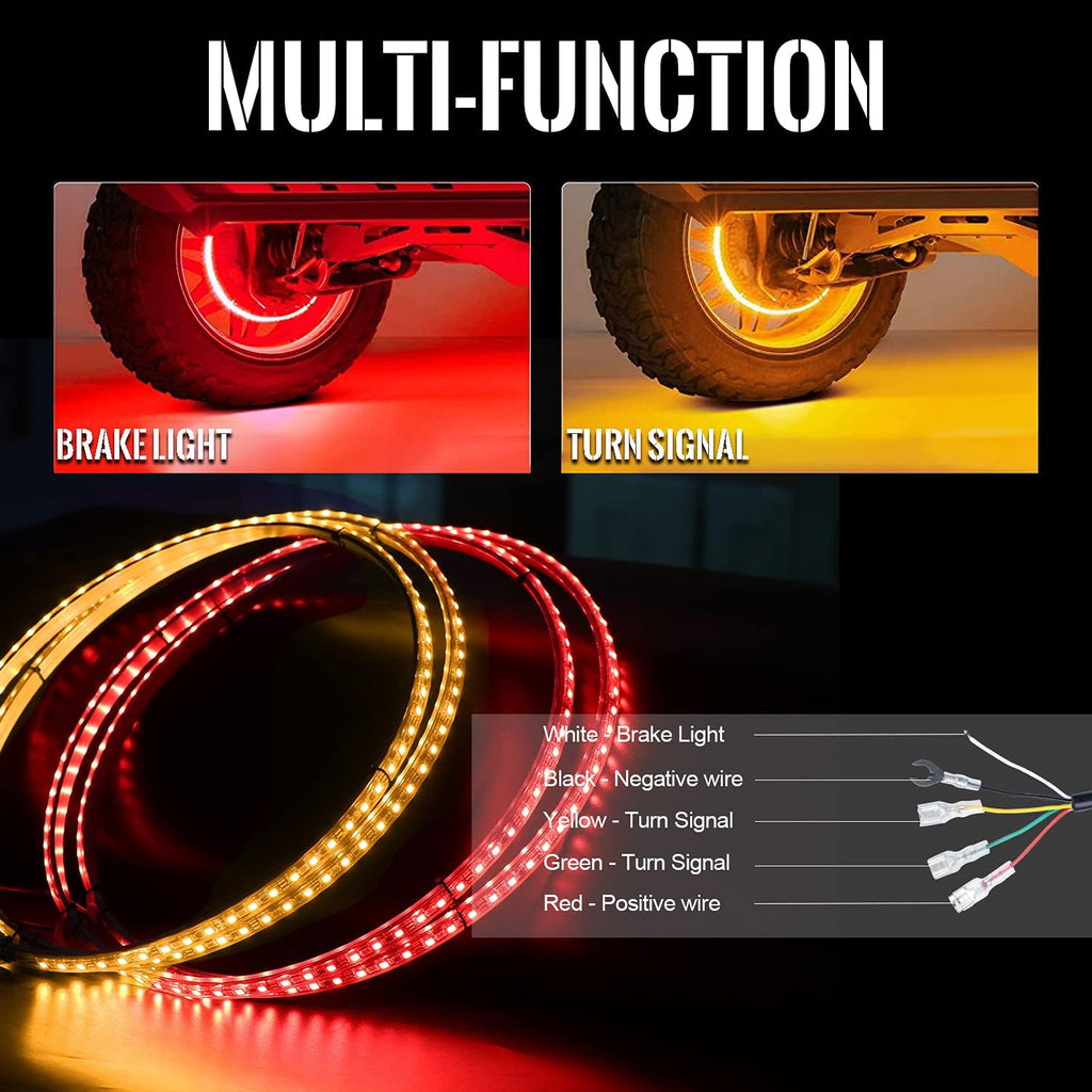 15.5 inch Single Row Wheel Ring Light Kit with Turn Signal and Braking Function 4PCS W159
