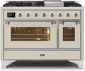 48 Dual Fuel Natural Gas Range Antique White Chrome Trim K2796