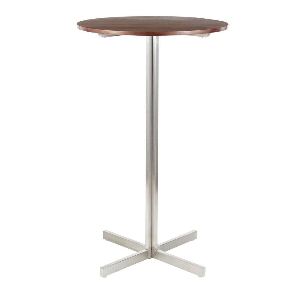 Contemporary Round Bar Table Walnut Wood Z899