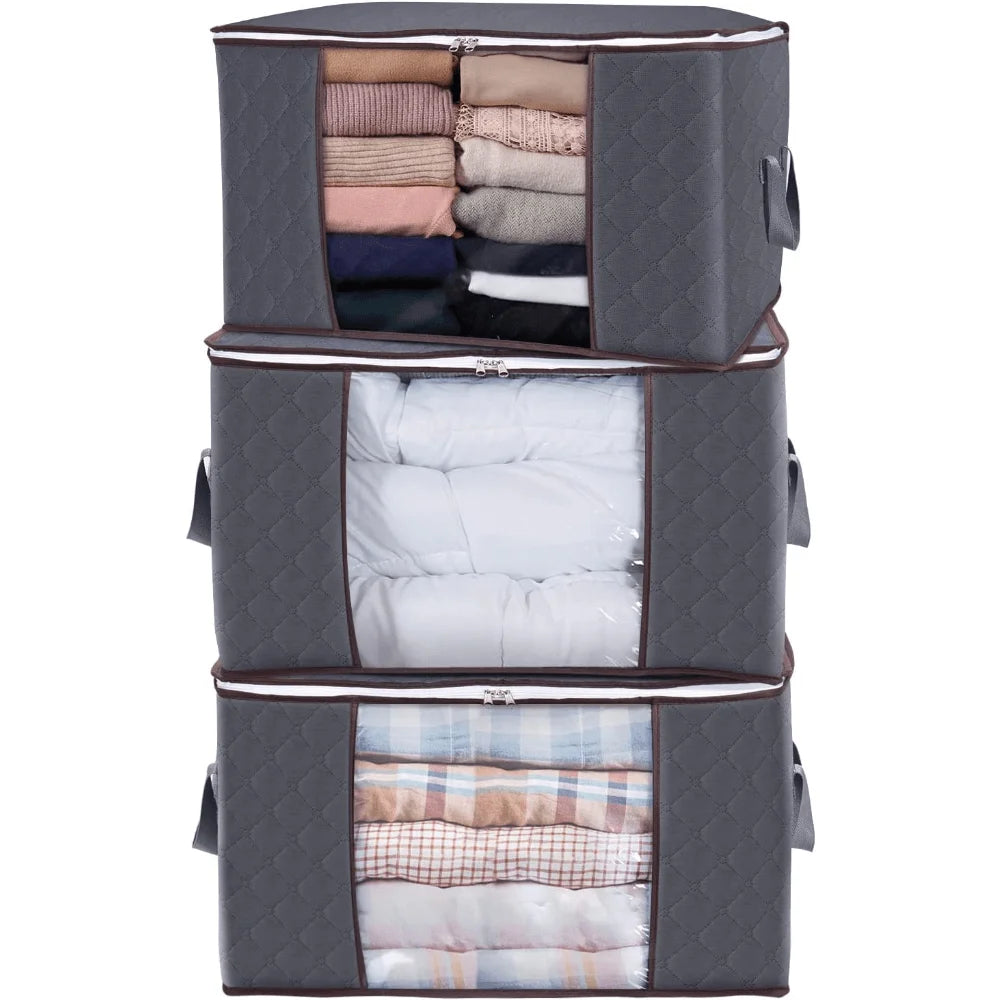 Grey 3 Pack Large Storage Bags with Reinforced Handles A343995