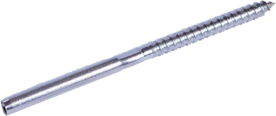 Stainless Steel Hand-Crimp Lag Stud for 1/8 Cable, Lot of 10 D27148