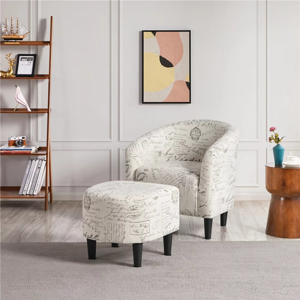 Velvet Accent Arm Chair and Ottoman Set Gray Y8622