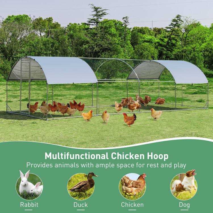 Large Metal Chicken Coop with Waterproof Cover D829