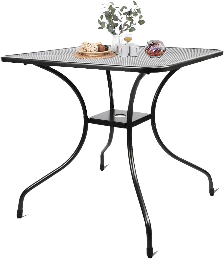 Outdoor Cast Iron Square Bistro Table with Umbrella Hole O68043