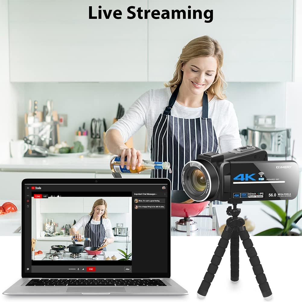 4K 56MP UHD Camcorder with IR Night Vision 18X Digital Zoom Z3027