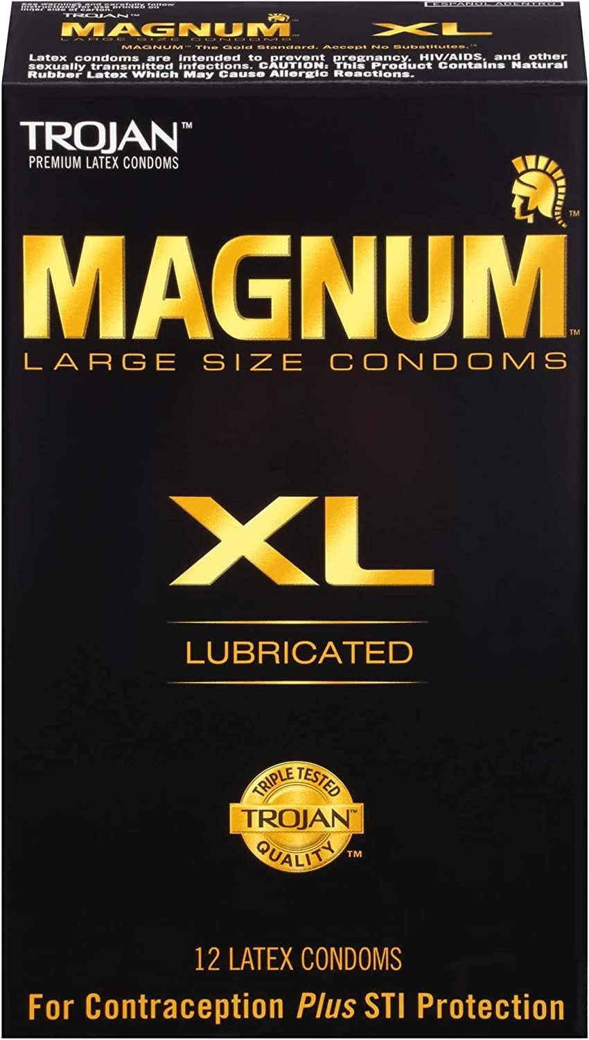 Magnum XL Size Lubricated Latex Condoms - 12 ct, Pack of 6 Z25100