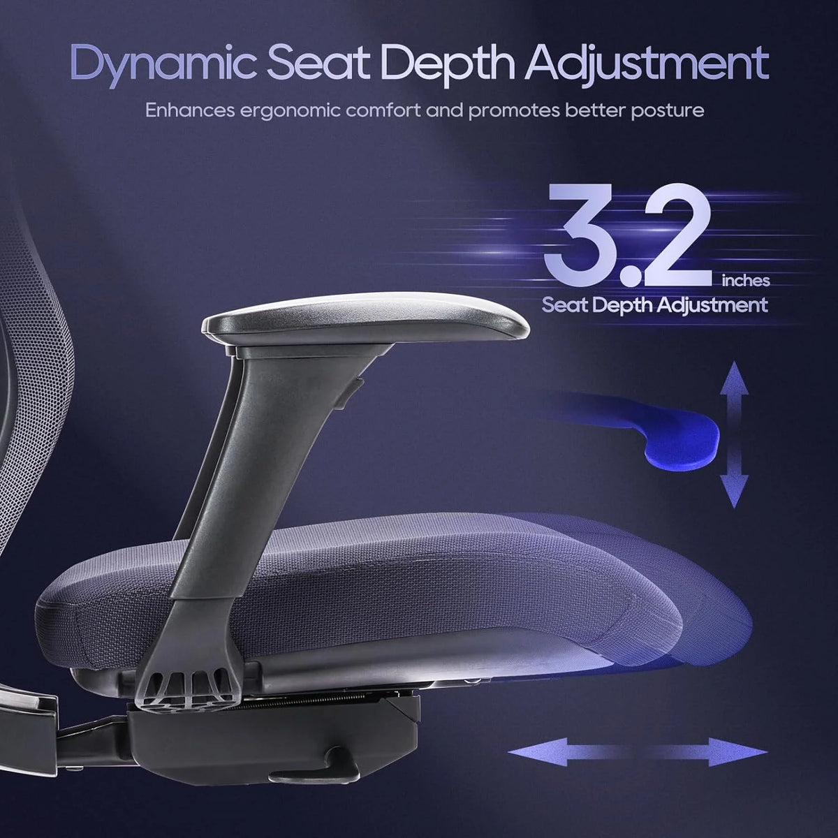 Ergonomic Mesh Office Chair with 4D Armrests Grey Q9085