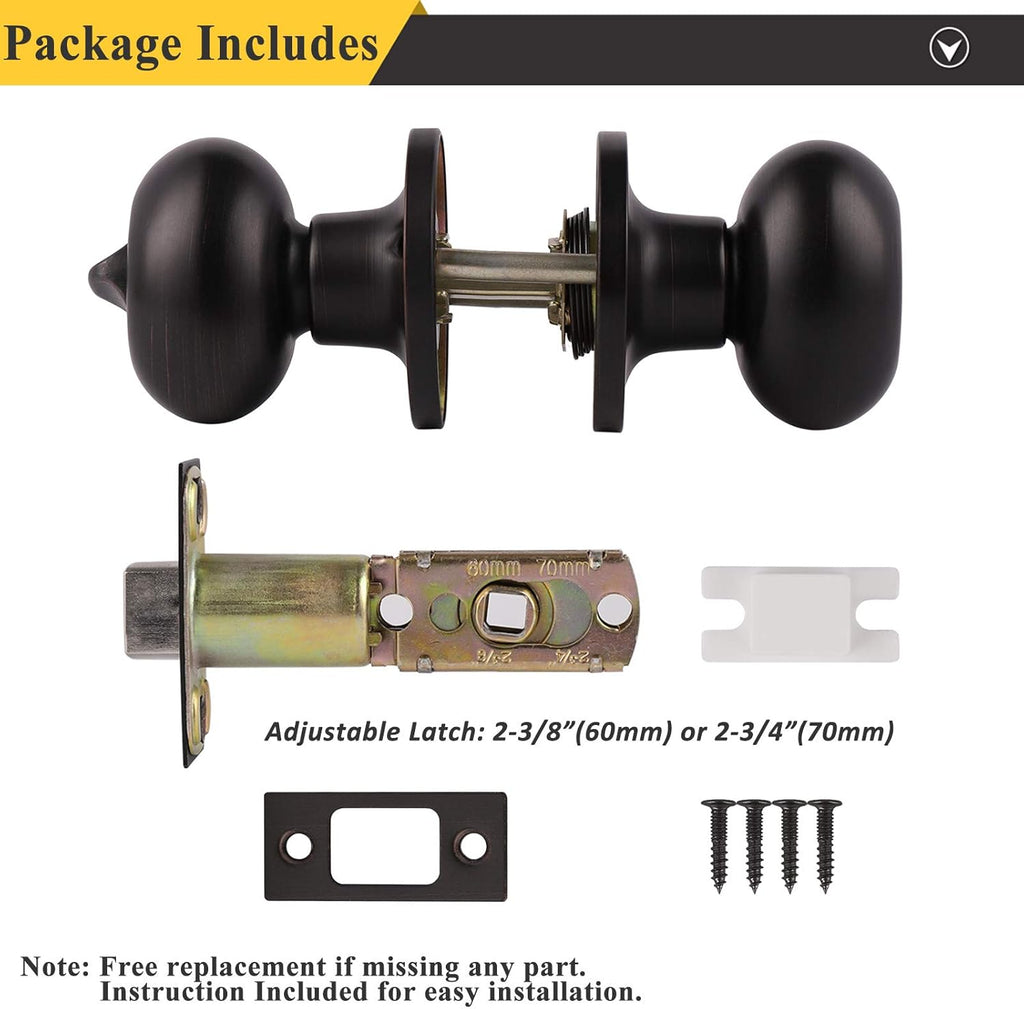 6 Packs Oil Rubbed Bronze Privacy Door Knobs with Lock X5497